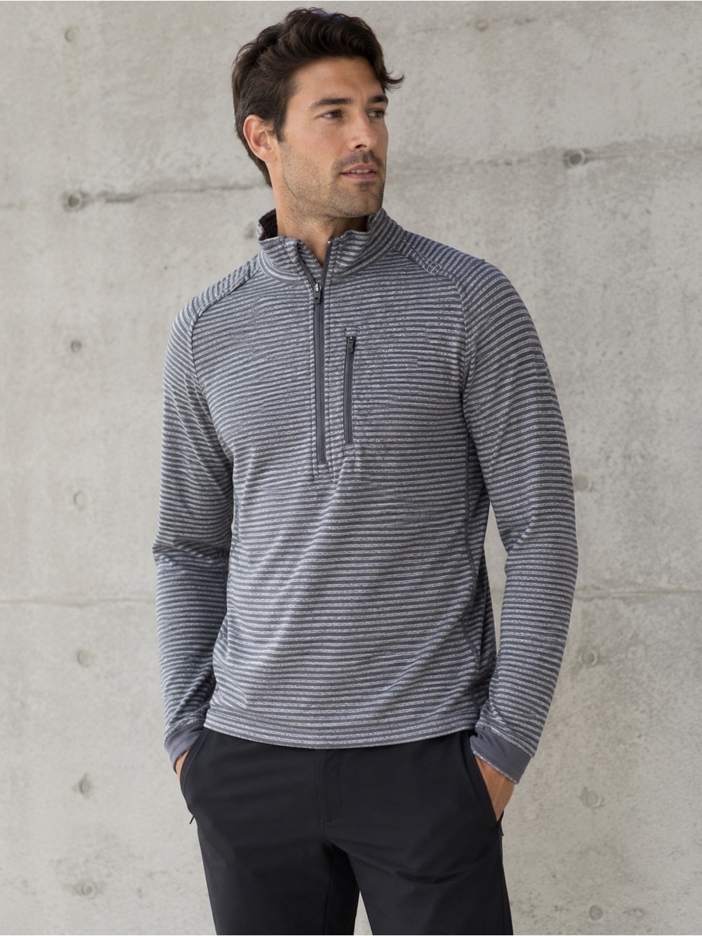 Lululemon Rulu Half Zip Running Pullover | Grey Heather Stripe | Size Small